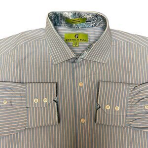 Bristol & Bull M Blue White Stripe Long‎ Sleeve Robert Graham Vibes